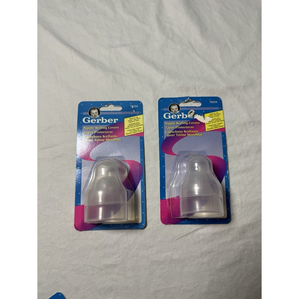 Lot of 2 Vintage Gerber Nipple Sealing Covers 1998 Clear Bottle Caps 78234